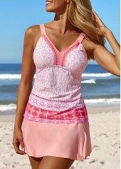 Patchwork Mid Waisted Tribal Print Tankini Set | thumb picture 