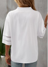 White Patchwork Three Quarter Length Sleeve Blouse | thumb picture 