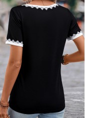 Black Patchwork Tribal Print Short Sleeve T Shirt