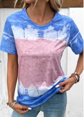 Sky Blue Short Sleeve Round Neck T Shirt