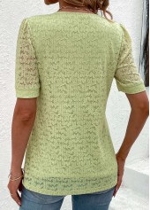 Green Lace Short Sleeve V Neck Blouse | thumb picture 