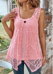 Pink Two Piece Round Neck Tank Top