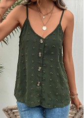 Green Button Strappy V Neck Camisole Top | thumb picture 
