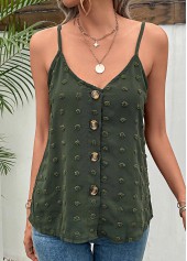 Green Button Strappy V Neck Camisole Top | thumb picture 