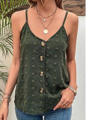 Green Button Strappy V Neck Camisole Top | thumb picture 