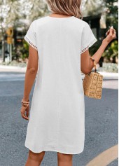 V Neck White Patchwork Shift Dress | thumb picture 