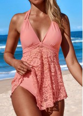 Lace Mid Waisted Pink Swimdress and Panty