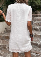 White Patchwork Short Sleeve Shift Dress | thumb picture 