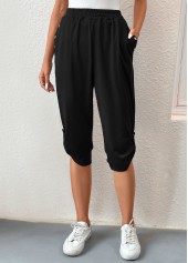 Black Pocket Jogger Elastic Waist High Waisted Pants | thumb picture 