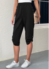 Black Pocket Jogger Elastic Waist High Waisted Pants