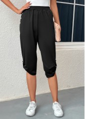 Black Pocket Jogger Elastic Waist High Waisted Pants | thumb picture 