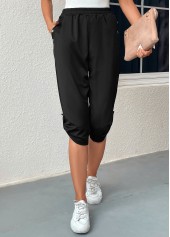 Black Pocket Jogger Elastic Waist High Waisted Pants | thumb picture 