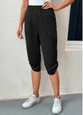 Black Pocket Jogger Elastic Waist High Waisted Pants | thumb picture 