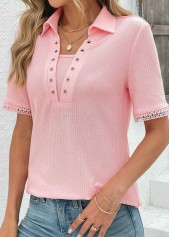 Pink Eyelet Short Sleeve T Shirt | thumb picture 