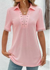 Pink Eyelet Short Sleeve T Shirt | thumb picture 