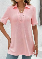 Pink Eyelet Short Sleeve T Shirt | thumb picture 