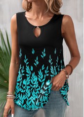 Black Cut Out Leaf Print Tank Top | thumb picture 