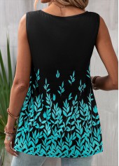 Black Cut Out Leaf Print Tank Top | thumb picture 