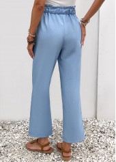 Dusty Blue Pocket Elastic Waist High Waisted Pants