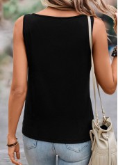 Black Button Lightweight Scoop Neck Tank Top | thumb picture 