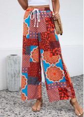 Multi Color Drawstring Tribal Print Drawastring Pants
