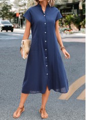 Navy Pocket Short Sleeve Shift Dress