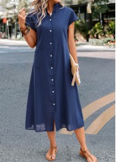 Navy Pocket Short Sleeve Shift Dress | thumb picture 
