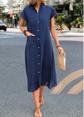 Navy Pocket Short Sleeve Shift Dress | thumb picture 