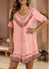 V Neck Patchwork Pink Cover Up | thumb picture 