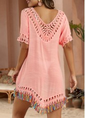 V Neck Patchwork Pink Cover Up | thumb picture 