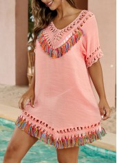V Neck Patchwork Pink Cover Up | thumb picture 