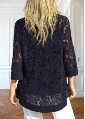 Navy Two Piece 3/4 Sleeve Cardigan and Tank Top | thumb picture 