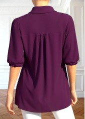 Dark Reddish Purple Patchwork Half Sleeve Blouse | thumb picture 