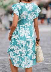 Blue Ruffle Floral Print Short Sleeve Dress | thumb picture 