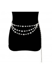 Silvery Color White Pearl Detail Belt