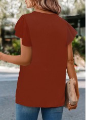 Brick Red Button Short Sleeve T Shirt | thumb picture 