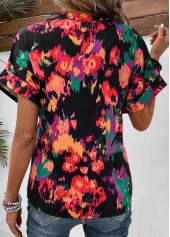 Multi Color Patchwork Dazzle Colorful Print Blouse