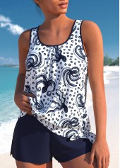 Bowknot Mid Waisted Marine Life Print Tankini Set | thumb picture 