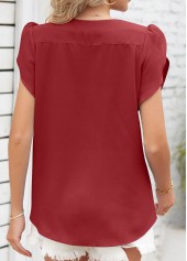 Wine Red Ruched Short Sleeve T Shirt | thumb picture 