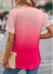 Hot Pink Criss Cross Ombre T Shirt | thumb picture 