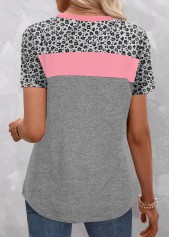 Pink Patchwork Leopard Short Sleeve T Shirt