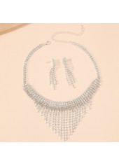 Silvery White Alloy Earrings and Necklace | thumb picture 
