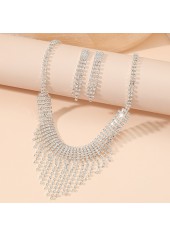 Silvery White Alloy Earrings and Necklace | thumb picture 