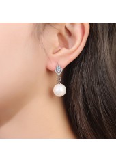 Silvery White Round Pearl Design Earrings