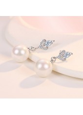 Silvery White Round Pearl Design Earrings | thumb picture 