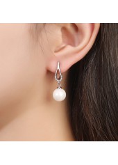 Silvery White Teardrop Crystal Hook Pearl Drop Earrings