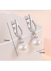 Silvery White Teardrop Crystal Hook Pearl Drop Earrings | thumb picture 