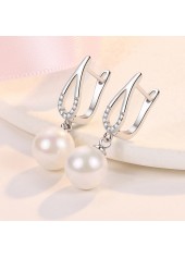Silvery White Teardrop Crystal Hook Pearl Drop Earrings | thumb picture 