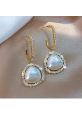 Gold Color Pearl Detail Rhinestone Earrings