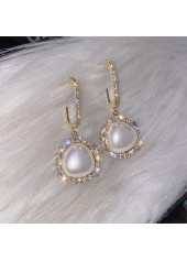 Gold Color Pearl Detail Rhinestone Earrings | thumb picture 